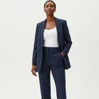 Blazer met bijpassende broek en getailleerde pasvorm voor dames in blauw