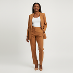 Blazer met bijpassende broek en getailleerde pasvorm voor dames in khaki
