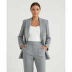 Blazer met bijpassende broek en getailleerde pasvorm voor dames in grijs