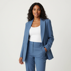 Blazer met bijpassende broek en getailleerde pasvorm voor dames in lichtblauw