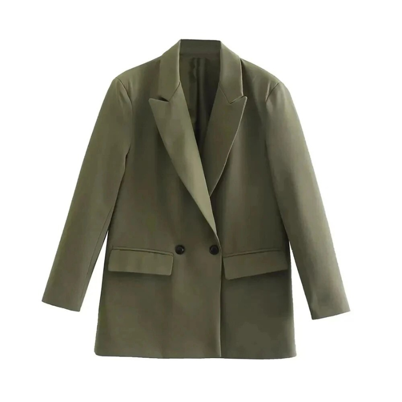 Blazer met dubbele knoopsluiting voor dames in olijf groen