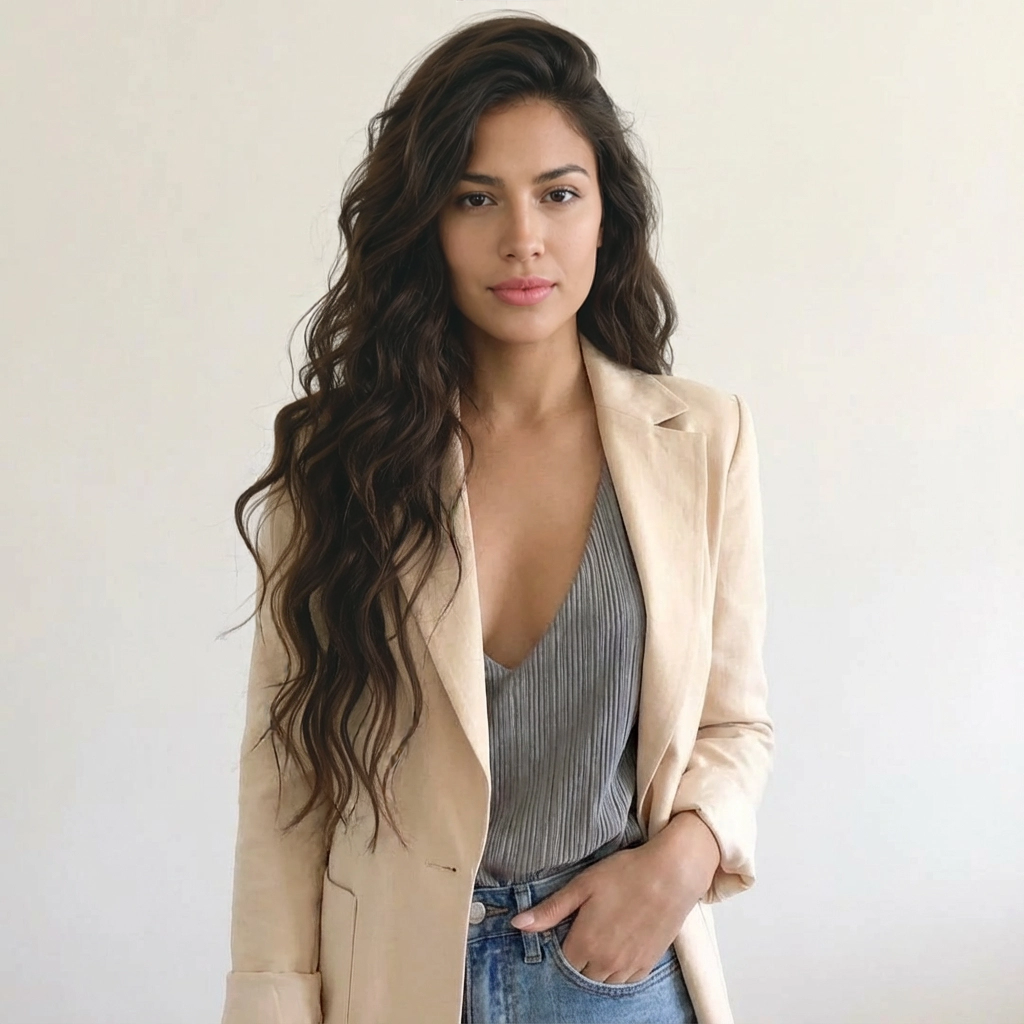 Blazer met gestructureerde pasvorm en revers voor dames in beige