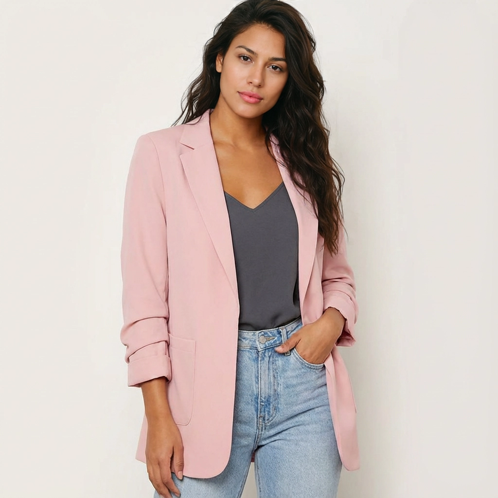 Blazer met gestructureerde pasvorm en revers voor dames in roze