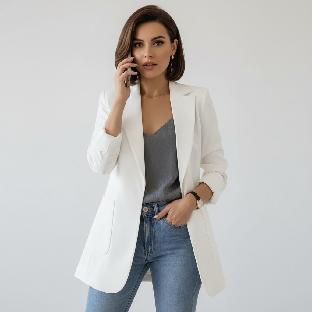 Blazer met gestructureerde pasvorm en revers voor dames