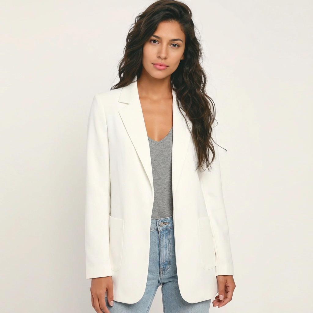 Blazer met gestructureerde pasvorm en revers voor dames in wit