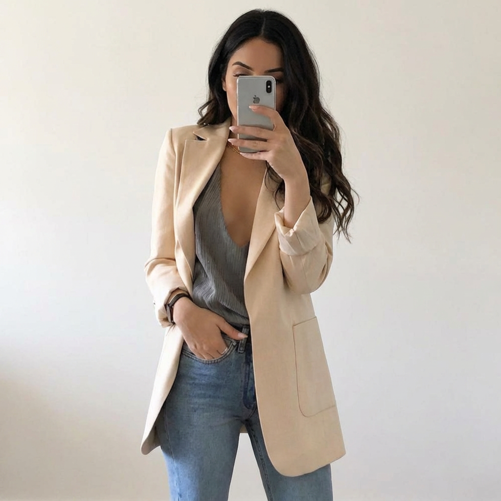 Blazer met gestructureerde pasvorm en revers voor dames