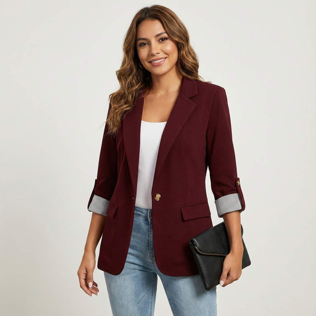 Blazer met getailleerde pasvorm en klassieke revers voor dames in rood
