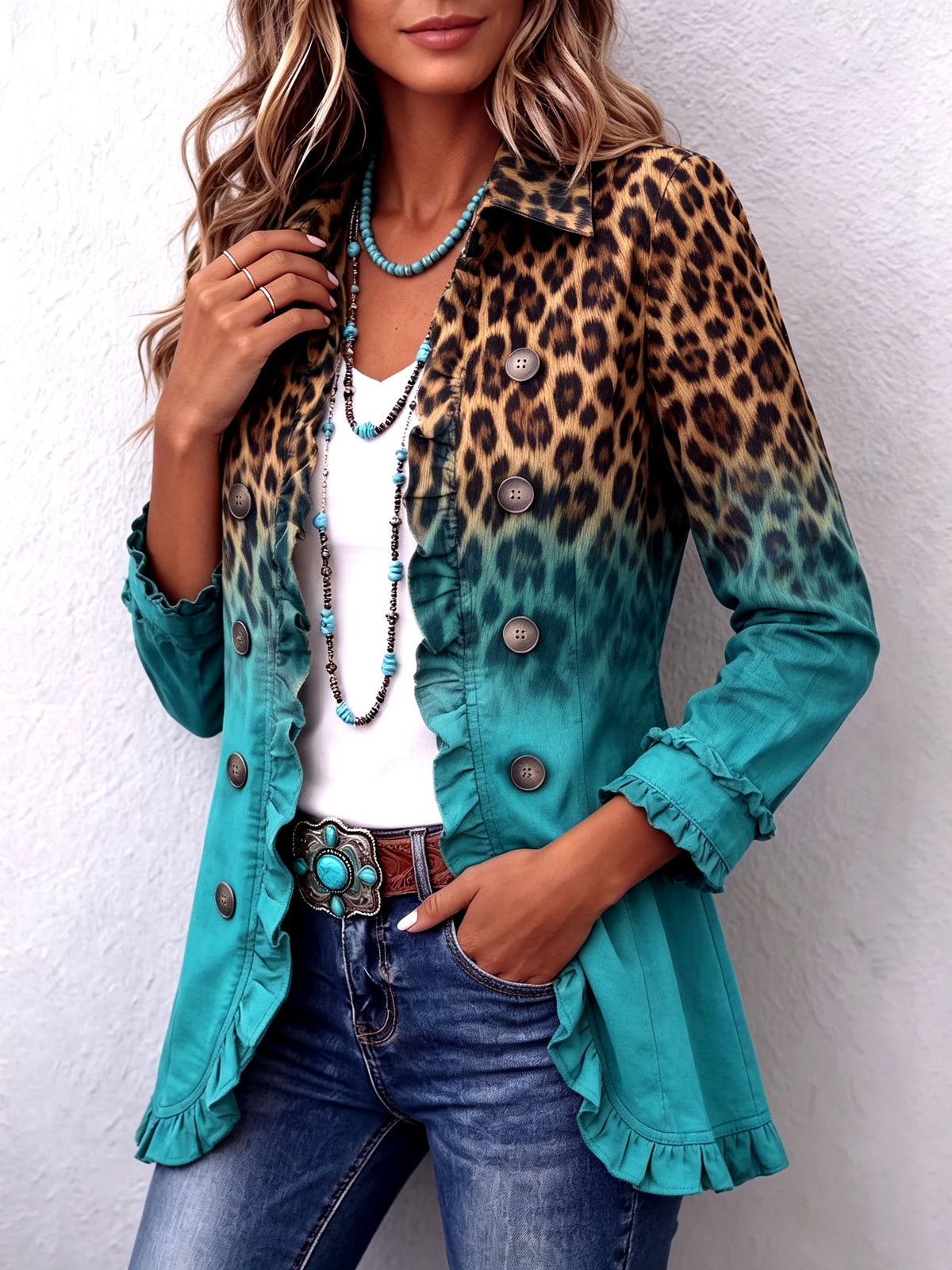 Blazer met ombreprint en dubbele knoopsluiting voor dames