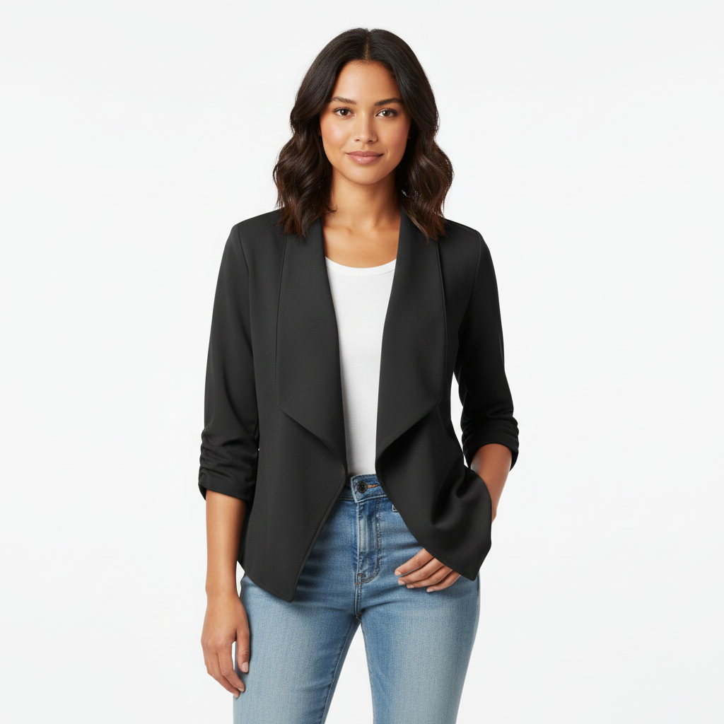 Blazer met opgerolde mouwen en watervalvoorzijde voor dames