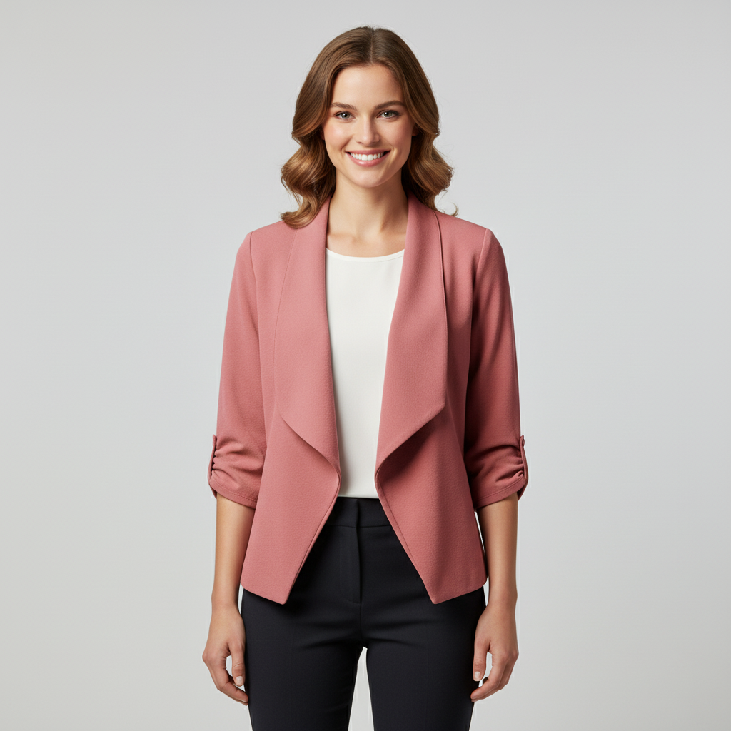 Blazer met opgerolde mouwen en watervalvoorzijde voor dames