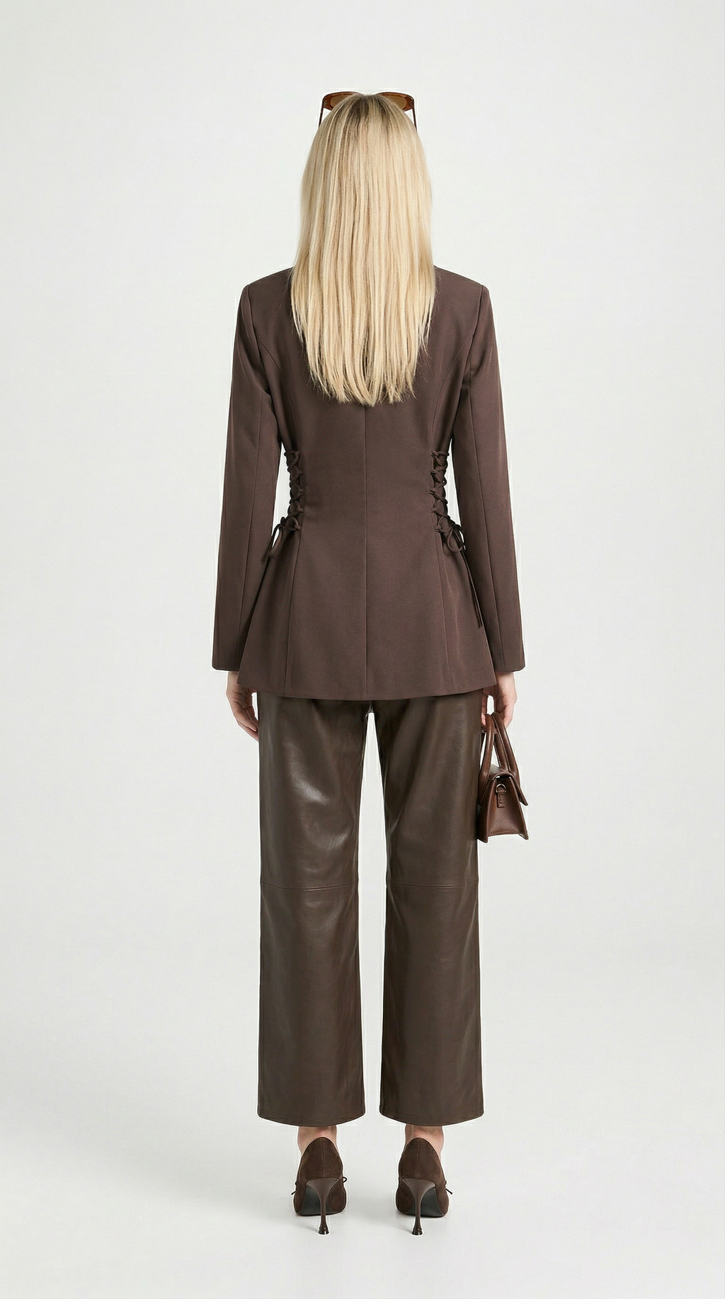 Blazer met reverskraag en veterdetail voor dames
