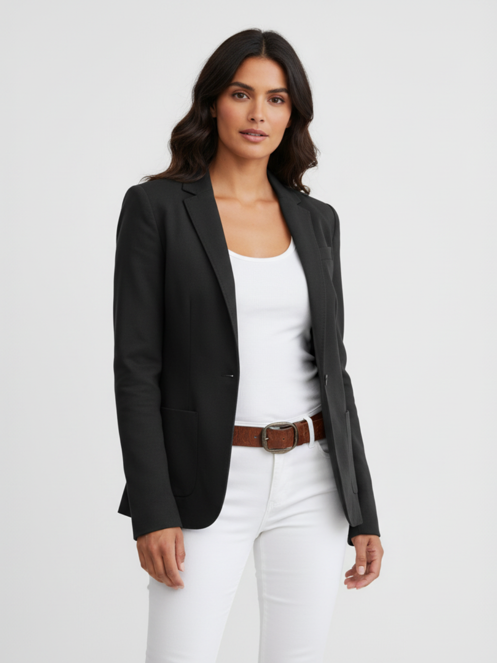 Blazer met revers en knoopsluiting voor dames in zwart