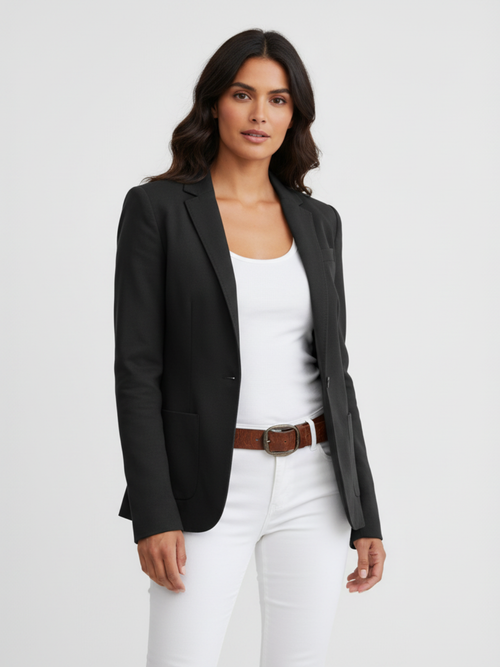 Blazer met revers en knoopsluiting voor dames in zwart