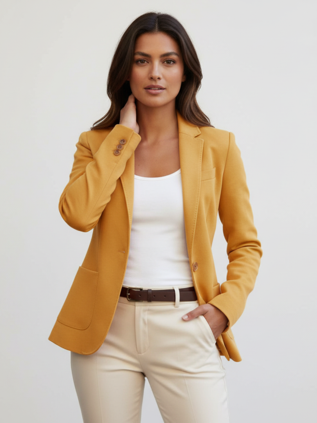 Blazer met revers en knoopsluiting voor dames in geel