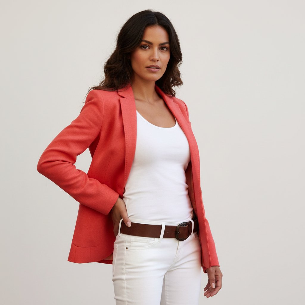 Blazer met revers en knoopsluiting voor dames in rood