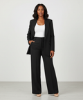 Blazerset met getailleerde blazer en stretch pantalon voor dames in zwart