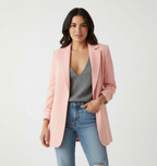 Blazer met soepele pasvorm en verzorgde afwerking in roze