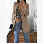 Blazer met soepele pasvorm en verzorgde afwerking in khaki