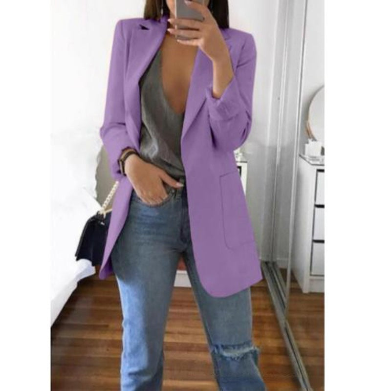 Blazer met soepele pasvorm en verzorgde afwerking in paars