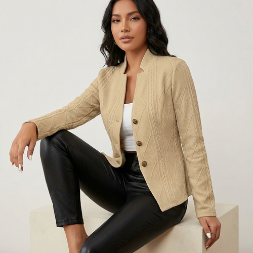 Blazer met structuurpatroon en getailleerde pasvorm voor dames