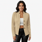 Blazer met structuurpatroon en getailleerde pasvorm voor dames in beige