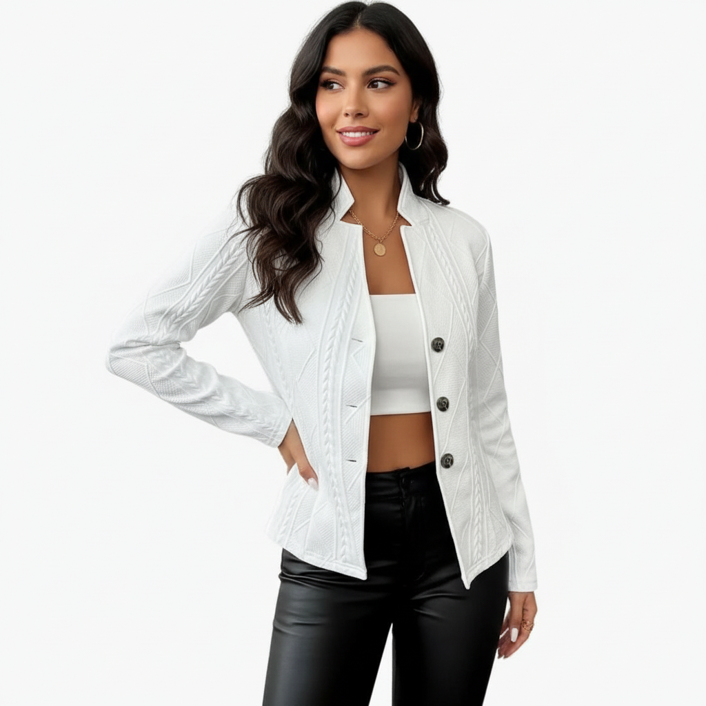 Blazer met structuurpatroon en getailleerde pasvorm voor dames in wit