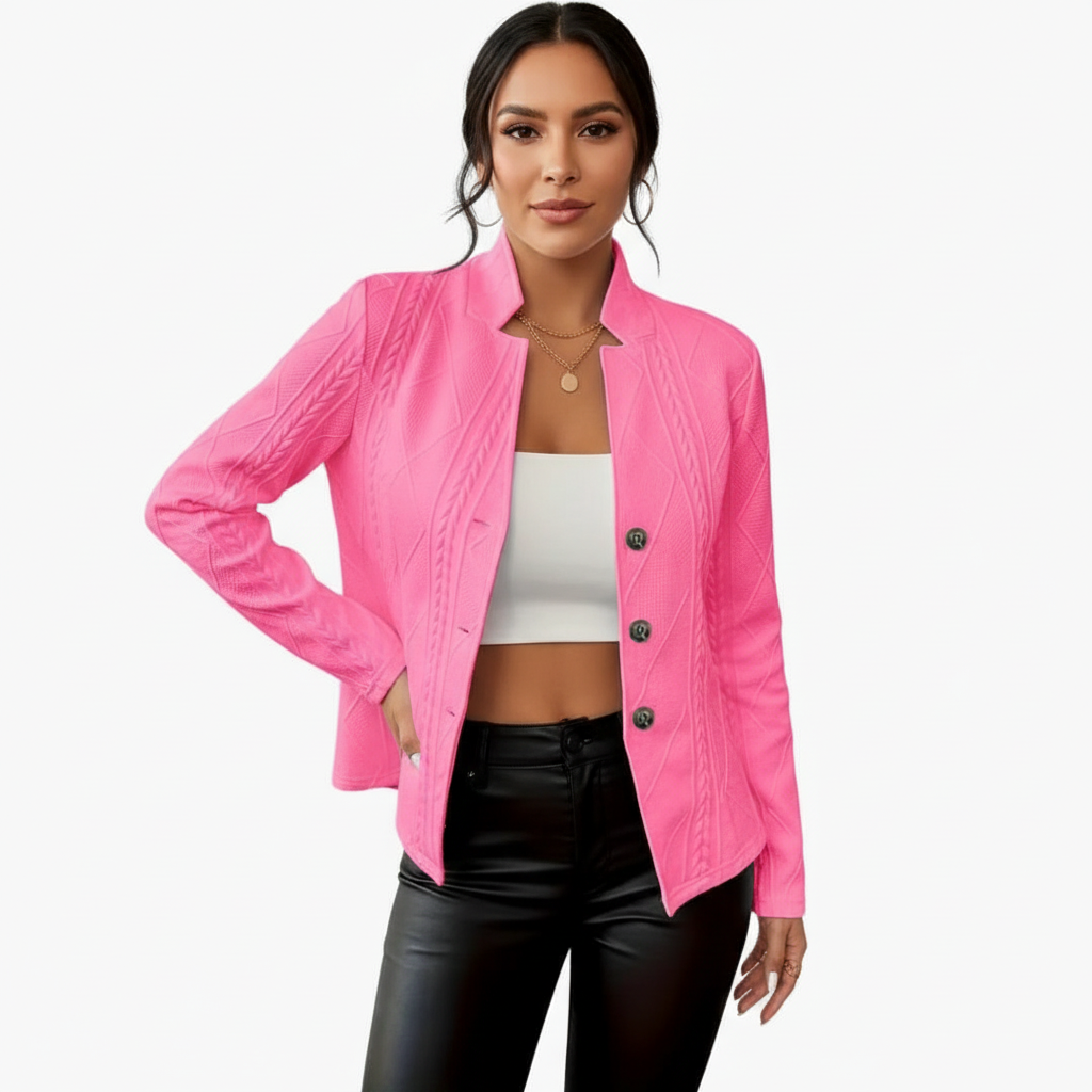 Blazer met structuurpatroon en getailleerde pasvorm voor dames in roze