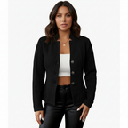 Blazer met structuurpatroon en getailleerde pasvorm voor dames in zwart