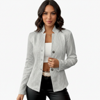 Blazer met structuurpatroon en getailleerde pasvorm voor dames in grijs