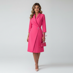 Blazerjurk met ceintuur en geplooide rok voor dames in roze rood