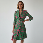 Blazerjurk met ceintuur en geplooide rok voor dames in groen roze