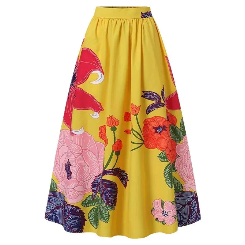 Bloemen maxi rok met hoge taille voor dames