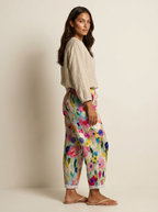 Bloemenbroek met elastische taille