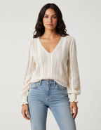 Blouse met kant en V-hals