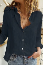Blouse met knoopsluiting en losvallende pasvorm voor dames