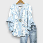 Blouse met bloemenprint, V-hals en ruchemouwen voor dames