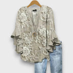 Blouse met bloemenprint, V-hals en ruchemouwen voor dames