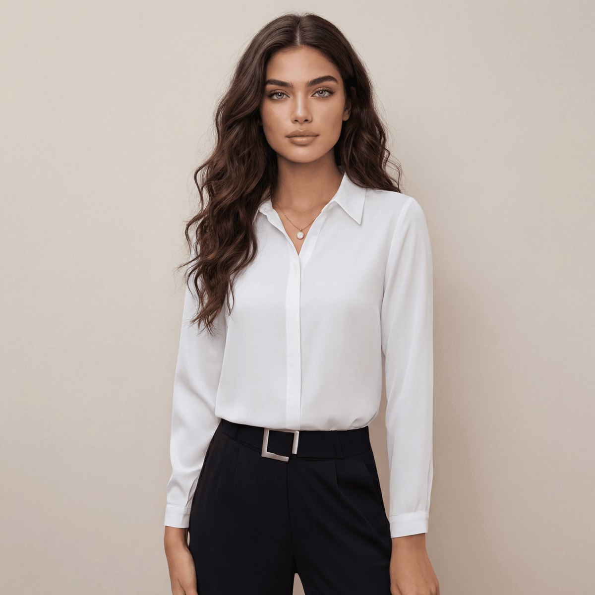 Elegante blouse met knoopsluiting en klassieke kraag in wit