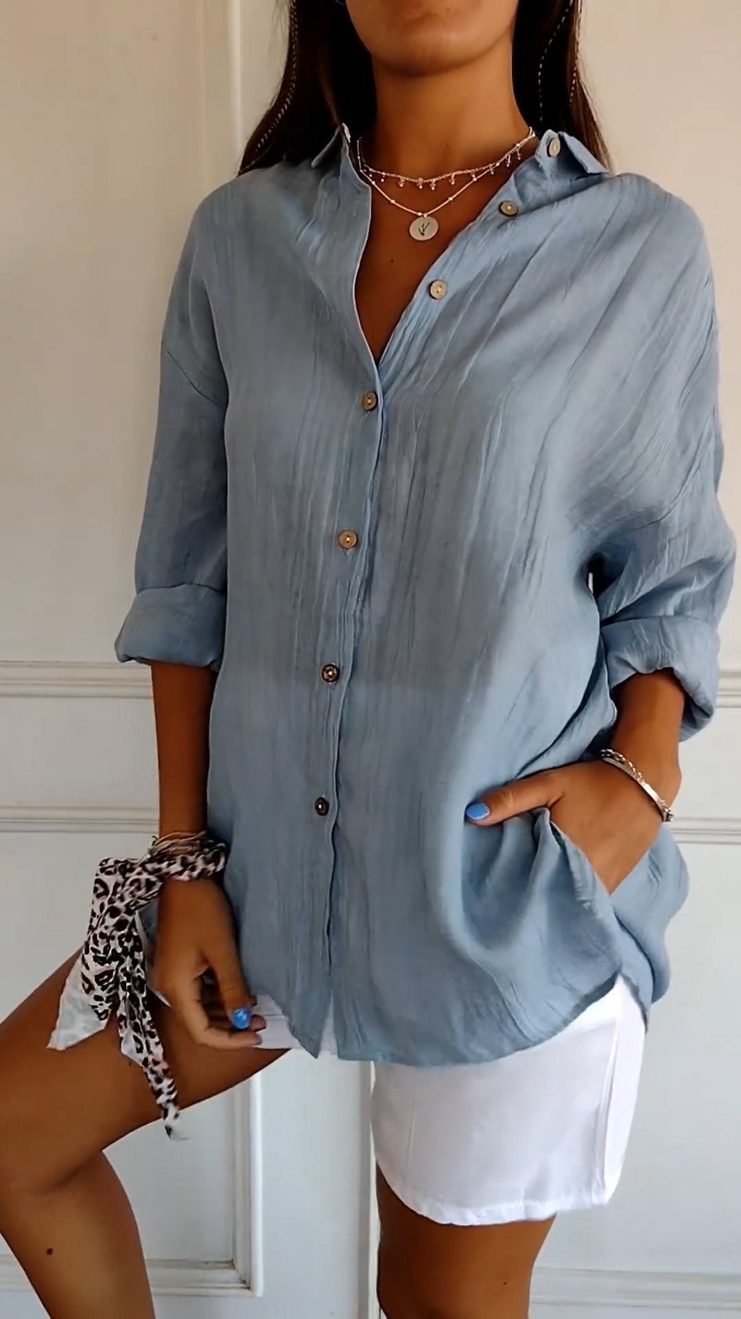 Luchtige blouse met knoopsluiting en kraag