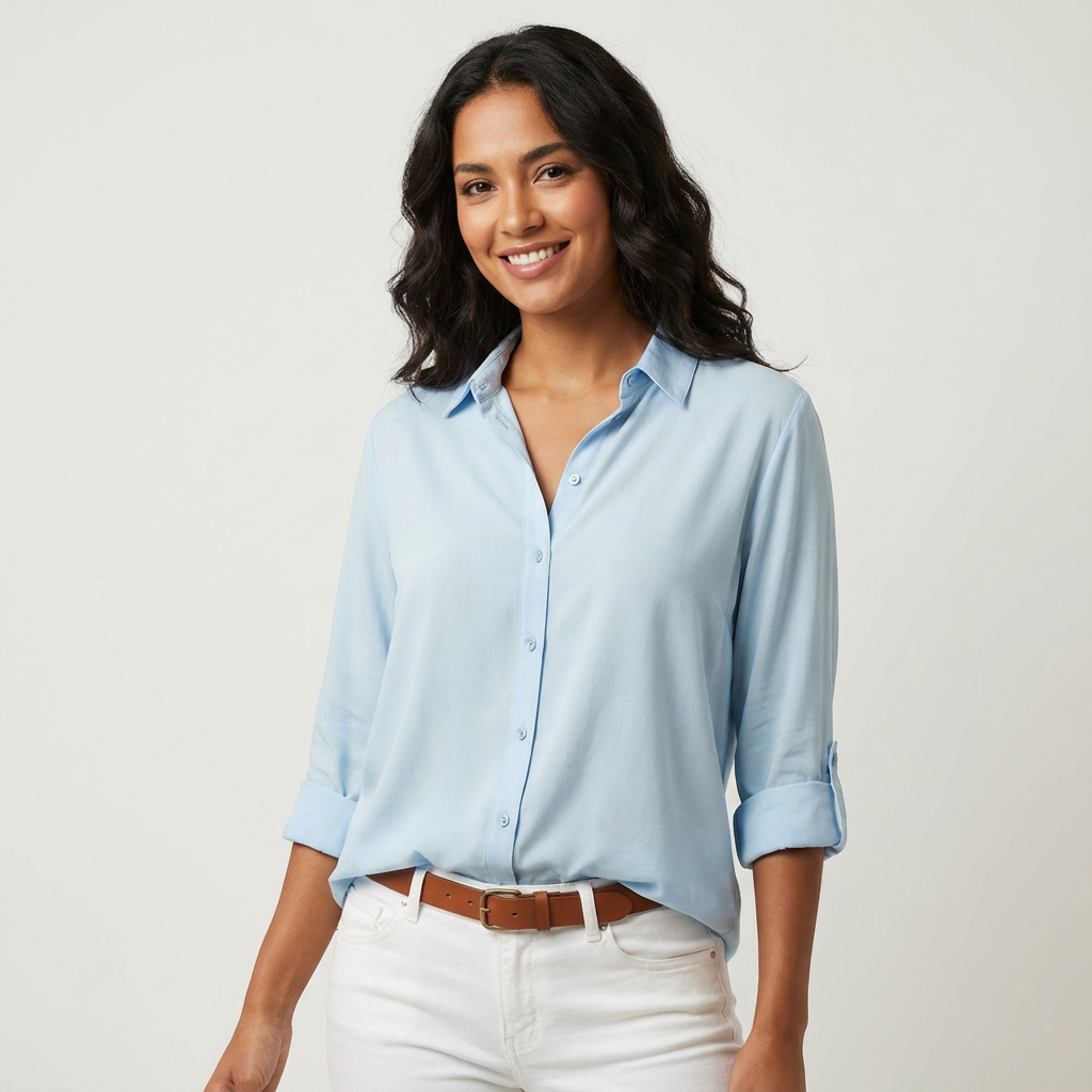 Blouse met knoopsluiting en klassieke kraag voor dames