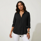 Blouse met knoopsluiting en klassieke kraag voor dames