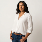 Blouse met knoopsluiting en klassieke kraag voor dames