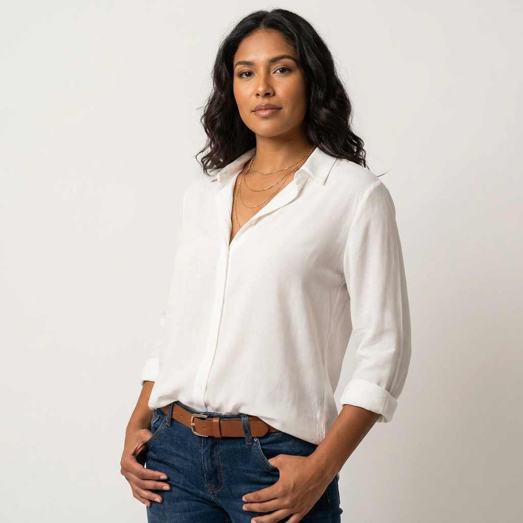 Blouse met knoopsluiting en klassieke kraag voor dames