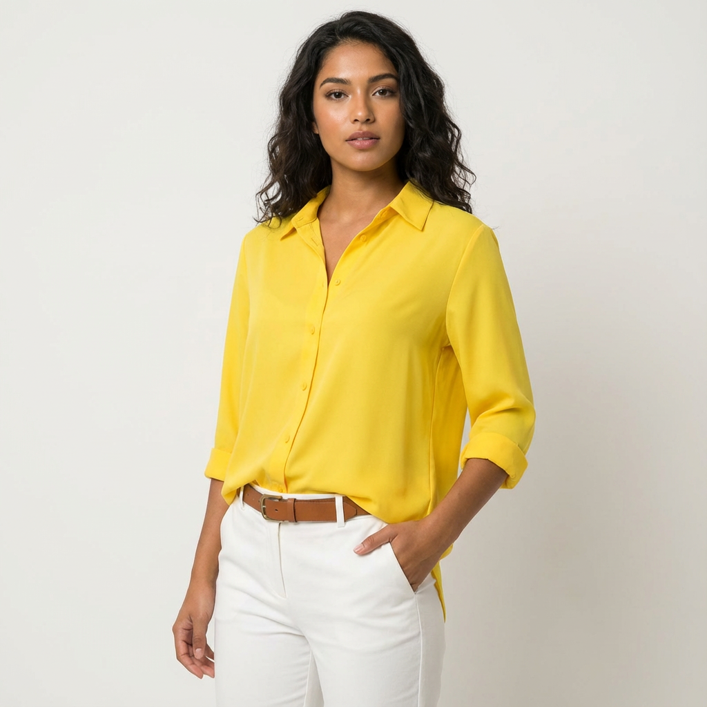 Blouse met knoopsluiting en klassieke kraag voor dames