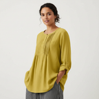 Blouse met plooidetails aan de voorzijde in geel