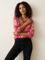 Blouse met print en knoopsluiting in roze