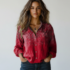 Blouse met print en knoopsluiting in rood