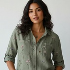 Blouse met print en knoopsluiting