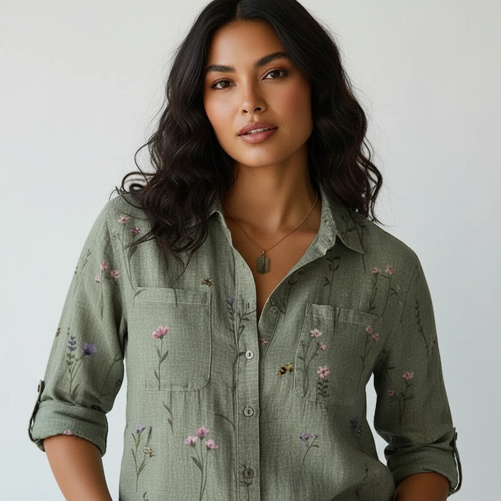 Blouse met print en knoopsluiting