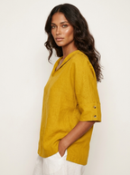 Blouse met V-hals, kraag en losvallende pasvorm voor dames